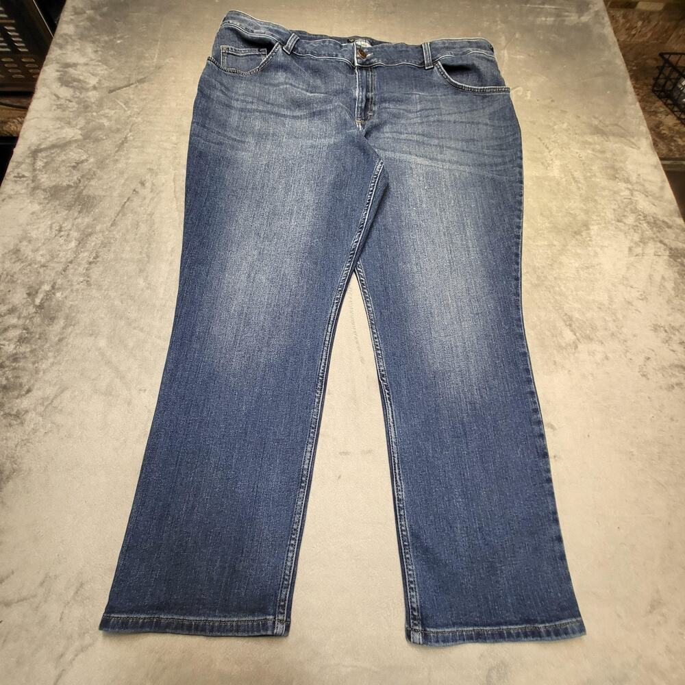 Lee Jeans Womens 22 Plus Blue Medium Wash Straight Leg Mid Rise Denim Pockets